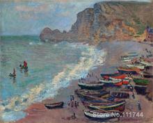 large canvas wall art The Beach at Etretat by Claude Monet High Quality Hand painted 2024 - buy cheap