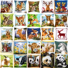 oneroom DIY Needlework Kit  Acrylic Yarn Embroidery Pillow Tapestry Canvas Cushion Front Cross Stitch Pillowcase 2019 animals 2024 - buy cheap