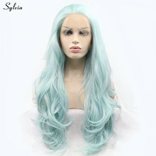 Sylvia/парик Русалочки, жаростойкий синтетический кружевной передний парик, объемная волна, смешанный синий и зеленый цвет, для женщин и девушек, для вечеринок, реалистичный парик 2024 - купить недорого