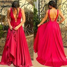 Sexy Cheap Robe Evening Dresses 2021 A-line Floor Length Sleeveless Prom Dress Sweep Train Backless Evening Gowns Custom Made 2024 - buy cheap