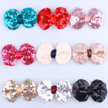 50PCS 7.8CM New Sparkling Sequin Hair Bows For Hair Ties Glitter Applique Bow Knot For Head Wear Princess 2024 - buy cheap