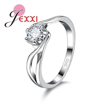 Anillos de Compromiso de lujo para mujer banda Cubic Zirconia cristal 925 Plata de Ley anillo de boda accesorios de joyería 2024 - compra barato