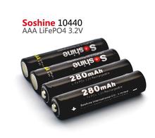 4 pieces/lot Soshine 10440 battery 3.2V 280mAh LiFePO4 cell Rechargeable AAA Battery with 2X Battery Connectors + Battery Box 2024 - buy cheap