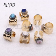 5Pcs mix colors druzy rings geode druzy stone rings adjustable fashion Party Gem  jewelry rings 4248 2024 - buy cheap