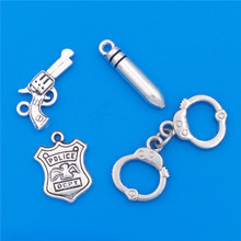 MIXED 30pcs Alloy  Law Enforcement Collection Charms Antique Silver Plated Police Dept Badge Gun Handcuff Bullet DIY Pendant 2024 - buy cheap