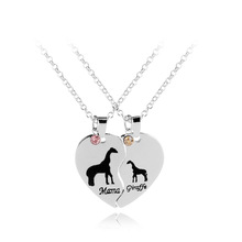 Серебряное гравированное жемчужное ожерелье с жирафом для мамы и ребенка, изысканное ювелирное изделие для мамы и ребенка, подарок на день матери 2024 - купить недорого