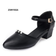 ZXRYXGS Brand Shoes Woman Sandals 2022 New Summer Pointed Real Leather Sandals Comfortable High Heels Fashion Sandals Plus Size 2024 - buy cheap