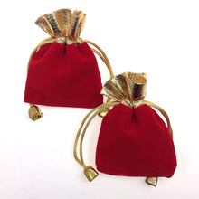 Bolsas de joias de veludo vermelhas de 7*9cm, 100 peças, sacos para presente de embalagem, bolsas de joias artesanais femininas, bolsas de flanela e cordão 2024 - compre barato
