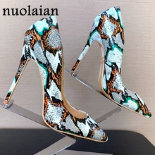 Womens Leopard Leather High Heel Shoes Dress Wedding Pumps Summer High Heels Pump Shoes Ladies Chaussure Woman Slip On Shoe 2024 - buy cheap