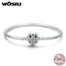 Pingentes wotsu prata 100% real 925 coruja pulseira & bracelete para mulheres contas de marca originais presente joia cqb067 2024 - compre barato