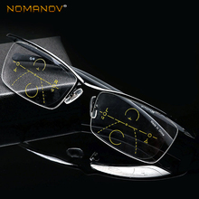 NOMANOV = Progressive Multifocal Reading Glasses Titanium Alloy Trend Retro Eyebrow Eyeframe See Near And Far TOP 0 ADD +1 To +4 2024 - buy cheap