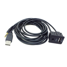 Аудио тире флеш-крепление USB 3,5 мм AUX мужской монтажный адаптер панель Вход для автомобиля 2024 - купить недорого