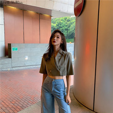 AreMoMuWha New Fashion Short-sleeved Slim Casual Suit Jacket Raw Edge Thin Section Loose Short Suit Jacket Female Summer MH424 2024 - buy cheap