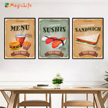 Sandwich Skewers Hamburger Try Me Quotes Snack Bar Prints Wall Art Canvas Paintin Nordic Decoration For Kitchen Decor Unframed 2024 - buy cheap