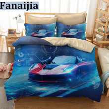 Fanaijia 3d jogo de cama queen size design do carro esportes crianças capa edredão conjunto com fronha au rei colcha capa melhor presente bedline 2024 - compre barato