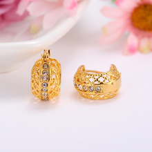 Bangrui Vintage Wholesale Fashion Yellow Gold Color Filigree Crystal Round Earrings For Womens Girls Simulated Crystal 2024 - buy cheap