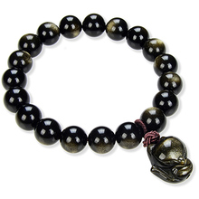 Pulseiras de ouro obsidian jóias feminino bonito grande cabeça de raposa grânulos pulseira de pedra natural raposa espíritos malignos mão pulseiras para casais 2024 - compre barato