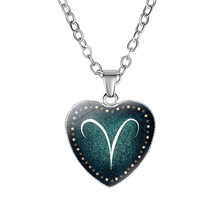 Simple Punk Metal Chain Heart Necklaces Green Black Zodiac Charm 12 Constellation Pendants Necklaces Choker for Women Lovers 2024 - buy cheap