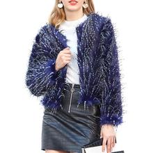 Women's Blue Peacock Fluffy Shaggy Faux Fur Coat Winter Warm Fashionable Cardigan Jacket Lady Outwear Tops 2019 Brand New 2024 - buy cheap