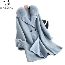 2019 New Winter Superior quality Wool Coats Real Wool Fur Coat Natural Fox Collar Composite Fur One Coat Female Long Jackets 2024 - buy cheap