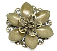 DoreenBeads-Envolturas de flores de filigrana de bronce antiguo, accesorios de conector de 4,5x4,2 cm (puede sostener diamantes de imitación SS10), venta al por menor, 10 2024 - compra barato