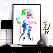 Pintura de arte abstrata com rosto feminino, tela de aquarela, pintura gráfica para parede do quarto, decoração decorativa sem moldura 2024 - compre barato