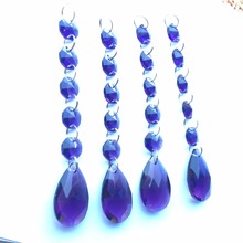 Colgantes de cristal violeta para decoración de árbol de Navidad, 5 cuentas octogonales + 1 gota de agua, 12 unidades 2024 - compra barato