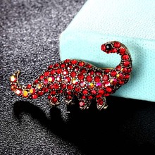 Zlxgirl forma de dinossauro masculino animal broches buquê jóias moda feminina vintage strass cristal cachecol pinos chapéus agradáveis joias 2024 - compre barato