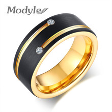 Modyle 2022 New Brand Black and Gold Color Tungsten Carbide Wedding Ring Cool Men Punk Jewelry with CZ Stone Wholesale 2024 - buy cheap