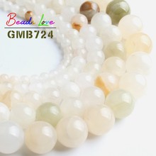 Cuentas redondas sueltas de piedra de Jades persa blanca para fabricación de joyas, abalorios DIY, pulsera, collar, 4, 6, 8, 10, 12mm, 15 pulgadas, venta al por mayor 2024 - compra barato