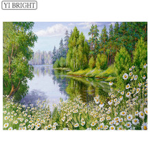 Diy diamante bordado flores 5d natureza cenário imagem praça cheia strass needlework hobby decoração para casa bk 2024 - compre barato