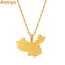 Anniyo Map of China Pendant Necklaces Gold Color & Stainless Steel Jewelry Gifts China Maps #068621 2024 - buy cheap