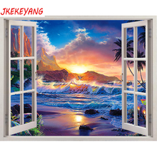 5d DIY Diamond Painting "Sunset by the sea window" Full Square Drill Cross Stitch Diamond Embroidery home Decor Y3024 2024 - buy cheap