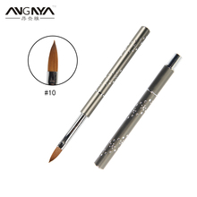 ANGNYA 1 шт. для дизайна ногтей Kolinsky соболиная акриловая кисть 10 #14 # Гель-лак для самостоятельной росписи ручка для рисования Алмазная металлическая ручка инструменты для маникюра 2024 - купить недорого