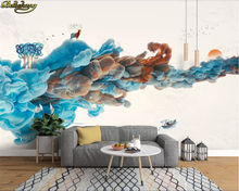 Beibehang-papel tapiz 3d personalizado, murales minimalistas artísticos, tinta abstracta, paisaje, Fondo de alce, papeles de pared, decoración del hogar 2024 - compra barato