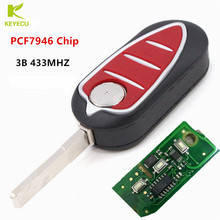 KEYECU Replacement 3 Buttons Flip Key Remote Fob 433MHz PCF7946 Chip For Alfa Romeo Mito (Delphi BSI) 2008- 2016 P/N 71765841 2024 - buy cheap