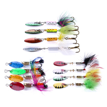 8pcs metal bait spoon lures spinnerbait fishing lure isca artificial jig lure feather hook pesca bass carp fishing tackle 2024 - buy cheap