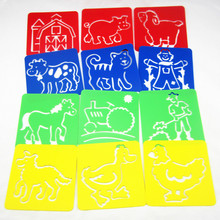 12Designs/set Stencils for painting Kids farm drawing templates Plastic boards Baby hot toys for children Washable128x128x0.6mm 2024 - buy cheap