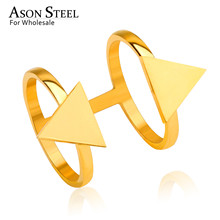 ASON стальные Винтажные Ювелирные изделия 316L кольца из нержавеющей стали для женщин и девушек золотые двойные наборы кольцо обручальные кольца 2024 - купить недорого