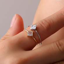 Anéis de cristal para mulheres, anéis geométricos de prata, vintage, para noivado, casamento, sem descoloração, moda 2020 2024 - compre barato