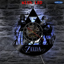 The Legend Of Zelda Vinyl Clock Handmade Gift Wall Atmosphere Light LP Vintage Silhouette Record Cool Interior Decorative 2024 - buy cheap