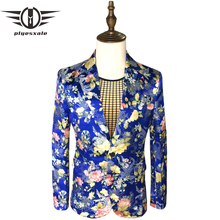 Plyesxale-Chaqueta Floral para hombre, Blazer a cuadros con diseño de ala de flores, con lentejuelas, para baile de graduación, DJ, cantante de escenario, Q228 2024 - compra barato