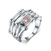 Skull Punk Red crystal Zircon   Ring Women's Wedding  Silver  Color Ring Jewelry 2024 - buy cheap