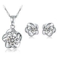 Lovely gift wed bridal set niew fashion brand Jewelry sets Zircon setting flower Pendant Necklace Earrings jewelry 2024 - buy cheap