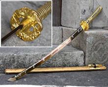 Hand-Forging High Carbon Steel Golden Blade Sharp Japanese Samurai Sword Katana Home Decoration Gift Knife Real Swords 2024 - buy cheap