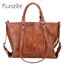 New Style Oil Wax Pu Leather Tote Bag Handbags Women Famous Brands Sac A Main Luxury Handbags Women Bags Designer Messenger Bag 2024 - buy cheap