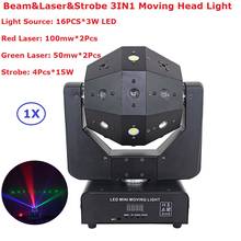 Strobe & Beam & Laser 3IN1 LED Moving Head Lights 16X3W RGBW Single Color LED Moving Head Beam Lights With 16/18 DMX Channels 2024 - buy cheap