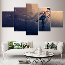 Quadros modernos para pinturas em tela, 5 painéis de arte de decoração, imagens modulares, kung fu superstar, planejamento de pintura em tela 2024 - compre barato