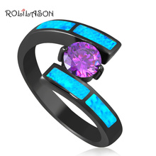 Noblest Rings for Women White Fire Opal High Quality Black Gold Tone Zircon Fashion Jewelry Rings USA Sz #6#7#8#9 OR834 2024 - buy cheap