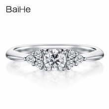 BAIHE 10 K Ouro Branco Sólido (AU417) certified Moissanite 0.25ct Round cut Trendy Presente Fine Jewelry Anel de Noivado Casamento Mulheres 2024 - compre barato